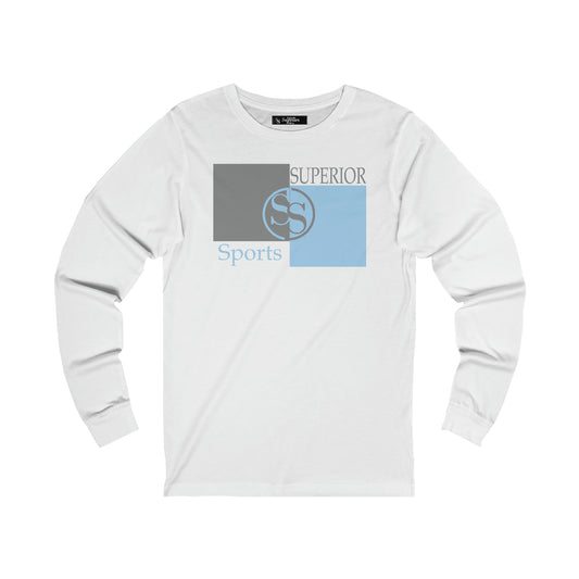 Men Long Sleeve Light Blue Gray Box SS Tee